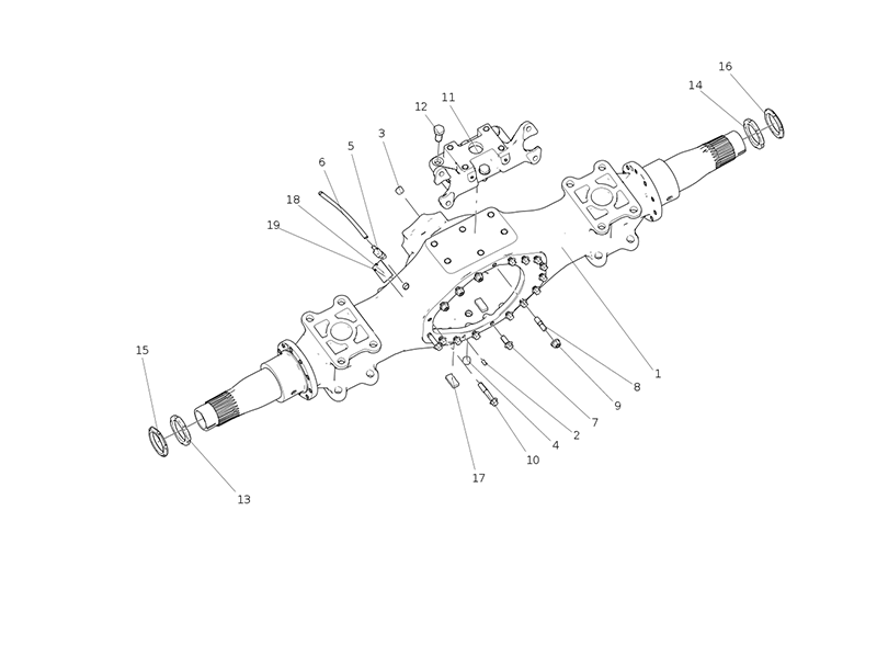 Sitrak MAT16ZG Middle Axle Housing (Wheelbase 1850, Leaf Spring Seat Center Distance 1010)