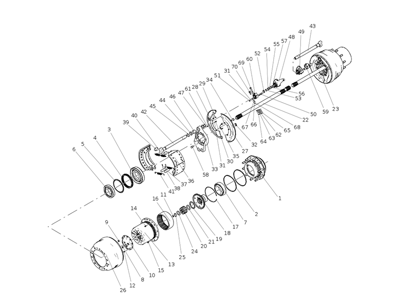 Sitrak MAT16ZG Rear Axle Hub And Brake(Wheelbase 1850,Wear Alarm)