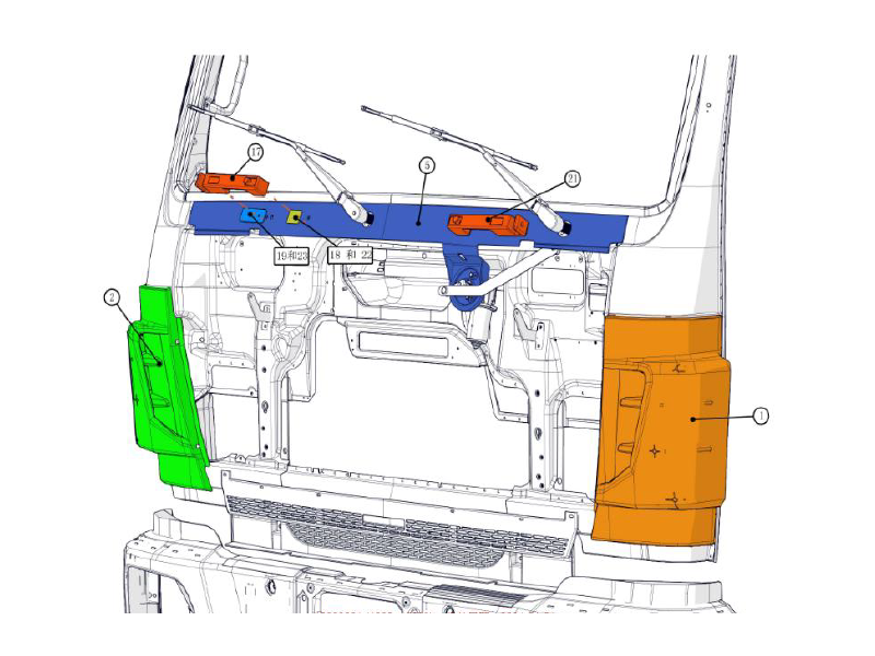 Beiben Front Grill Flip Mechanism (Incl. Gas Springs,)