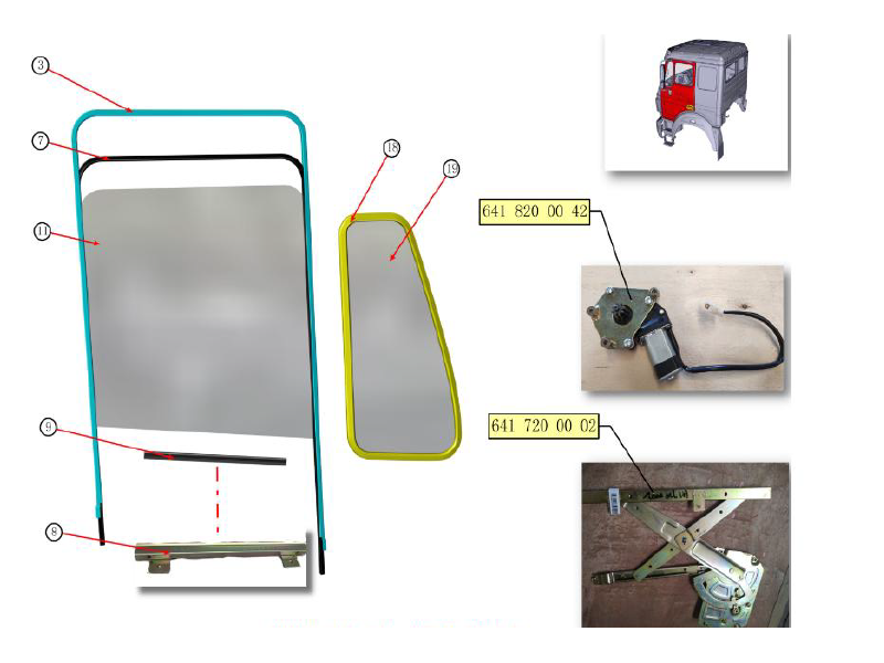 Beiben Left Door Window Roller System