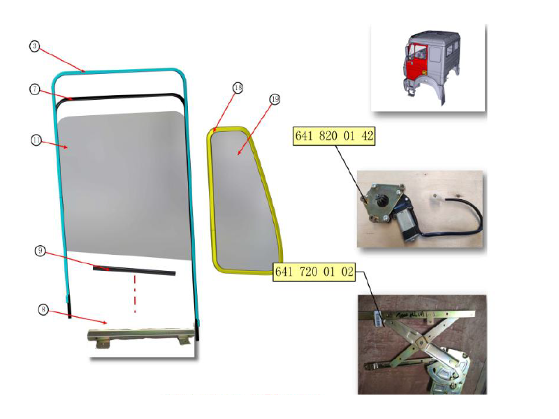 Beiben Right Door Window Roller System