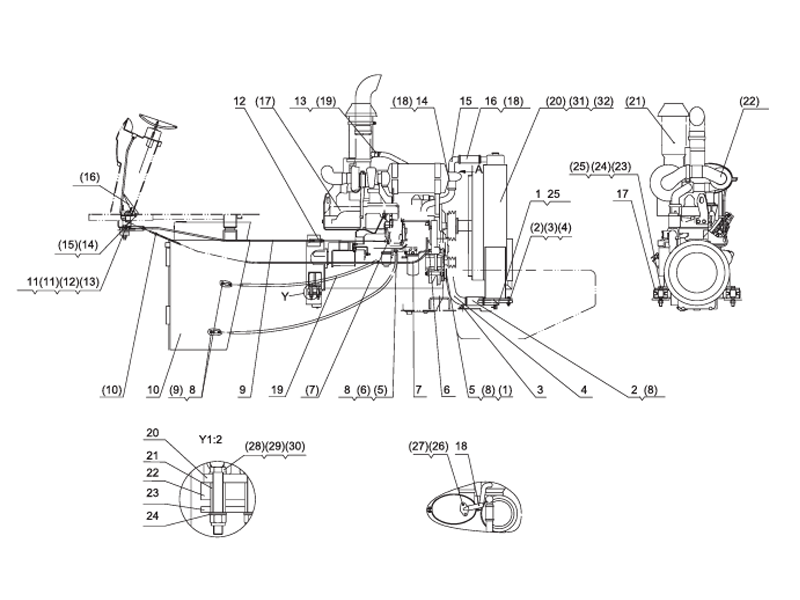 SHANTUI SL60W Wheel Loader - Engine Device(Match Shangchai CAT Engine)