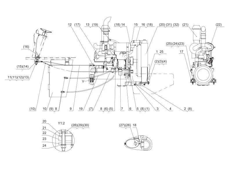 SHANTUI SL60W Wheel Loader - Engine Device(Match Shangchai CAT Engine)