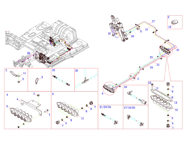 FAW Cab Air Brake Pipeline Assembly