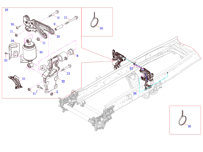 FAW Cab Rear Suspension Assembly(Lower Assembly)