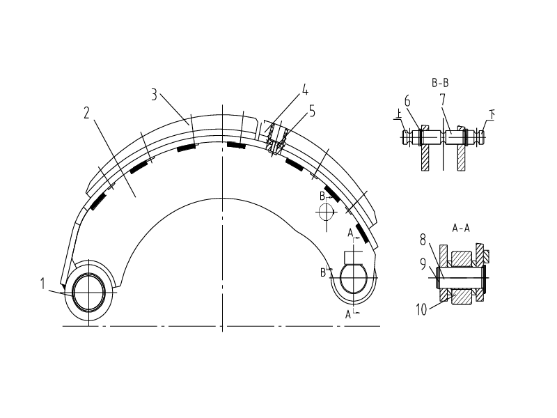 FAW Front Axle Assembly -Brake Shoe Facing With Friction Block Assy