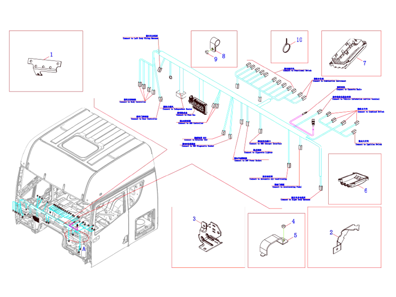 FAW Left Side Fire Wall Front Wall Wire Harness Straighten