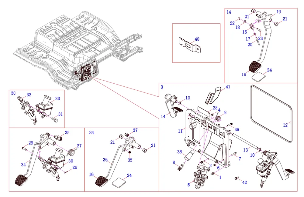 FAW Truck Braking System-Brake Pedal Module Assembly