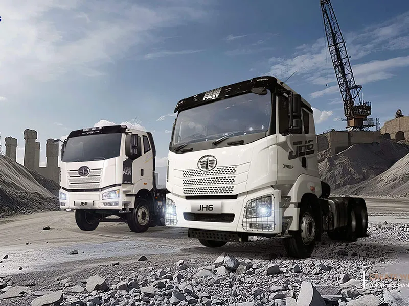 FAW truck stripping for spares - engine component recovery