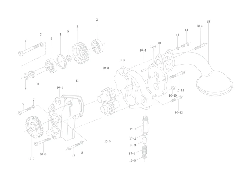 WEICHAI WP10 Engine Oil Pump Oil Fitter Disassembled View 1